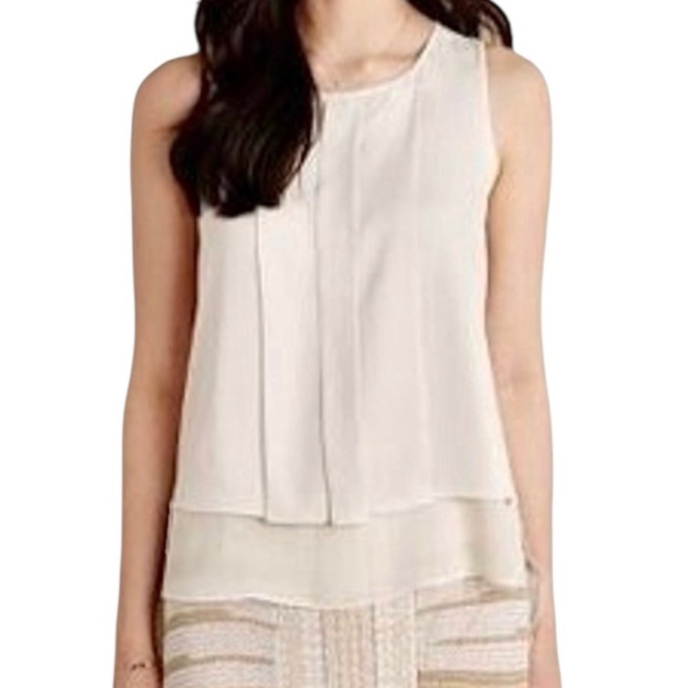 Anthropologie HD In Paris Size 4 Vanda Double Layer Ivory Sleeveless Top